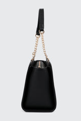 Faux Leather Tote Bag with Chain Straps