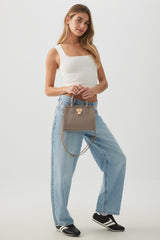 Square Handbag with Padlock Detail