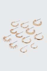 3-Pair Twisted Huggie Hoop Earrings