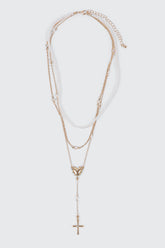 Layered Pearl Charm Necklace
