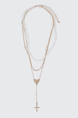 Layered Pearl Charm Necklace