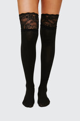 Lace Trim Over the Knee Socks