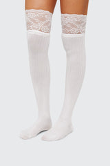 Lace Trim Over the Knee Socks