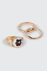 Cherry Bow Ring Set