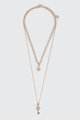 Two-Row Heart Padlock Necklace
