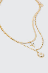 2-Row Cross Charm Necklace