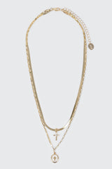 2-Row Cross Charm Necklace