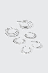 3-Pack Double Row Thin Hoops