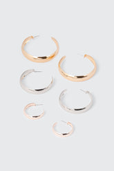 3-Pair Wide Hoop Earrings Set