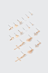 9 Pairs Stud and Drop Earrings
