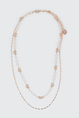 Two-Row Pearl and Bow Necklace