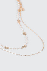 Two-Row Pearl and Bow Necklace
