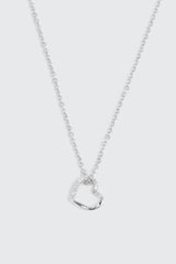 14K White Gold Plated Heart Necklace
