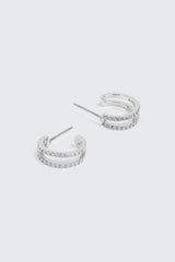 14K White Gold Plated Hoop Earrings