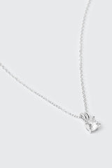 14K White Gold Solitaire Necklace