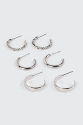 14K White Gold Plated Hoop Earrings