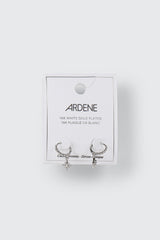 14K White Gold Plated Dangling Star Earrings