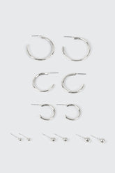 14K White Gold Plated Earrings Set