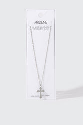 14K White Gold Cross Necklace