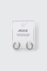 14K White Gold Plated Hoop Earrings