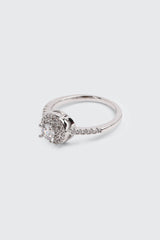 14K White Gold Plated Cushion Solitaire Ring