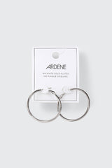 14K White Gold Plated Hoop Earrings