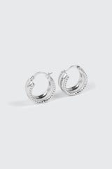 14K White Gold Plated Hoop Earrings