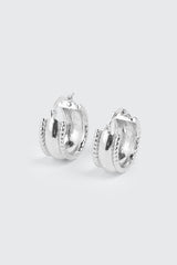 14K White Gold Plated Hoop Earrings