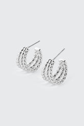 14K White Gold Twisted Hoop Earrings