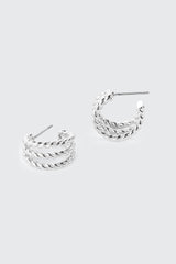 14K White Gold Twisted Hoop Earrings