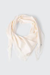 Triangular Satin Scarf with Lace Trim