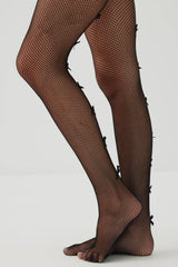 Bow Detail Fishnet Tights