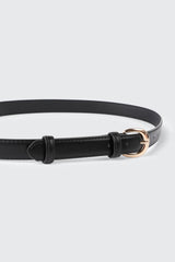 Rounded Buckle Faux Leather Belt