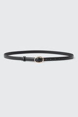 Slim Oval Buckle Faux Leather Belt
