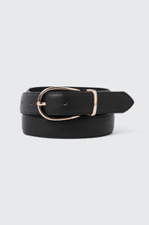 Thin Rounded Buckle Faux Leather Belt