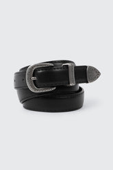 Western Buckle Faux Leather Belt