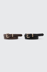 2-Pack Skinny Faux Leather Belts