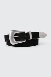 Faux Suede Belt with Metal Tip