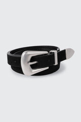 Faux Suede Belt with Metal Tip
