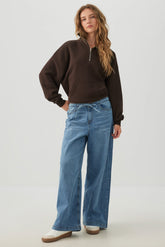 Low Rise Drawstring Wide Leg Jeans