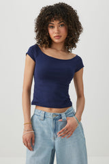 Off Shoulder Rib Crop Top