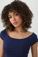 Off Shoulder Rib Crop Top