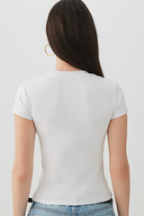 Cropped Ribbed Crew Neck T-Shirt
