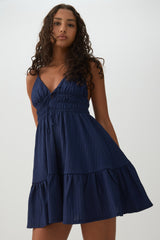 Textured Knit Babydoll Dress