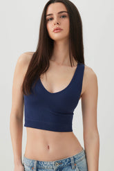 Cropped Rib Seamless Tank Top