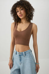 Cropped Rib Seamless Tank Top