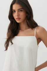 Linen Blend Tunic Tank Top