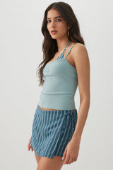 Striped Linen Blend Skort