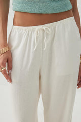 Linen Blend Wide Leg Pant with Tie Hem