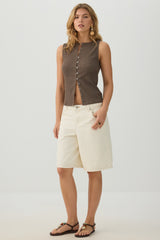 Seersucker Buttoned Vest